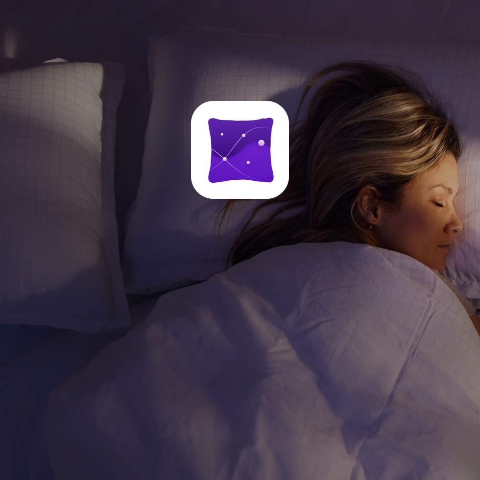  The Pillow app icon appears over a picture of a person sleeping.